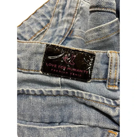 Love For Humanity Jeans Womens Denim Light Wash Wide Leg Cargo Pants - Picture 4 of 9